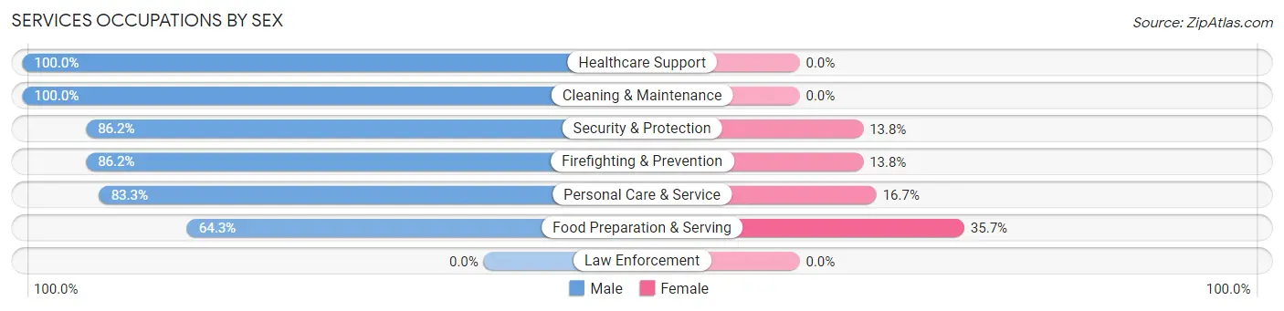 Services Occupations by Sex in Zip Code 12777