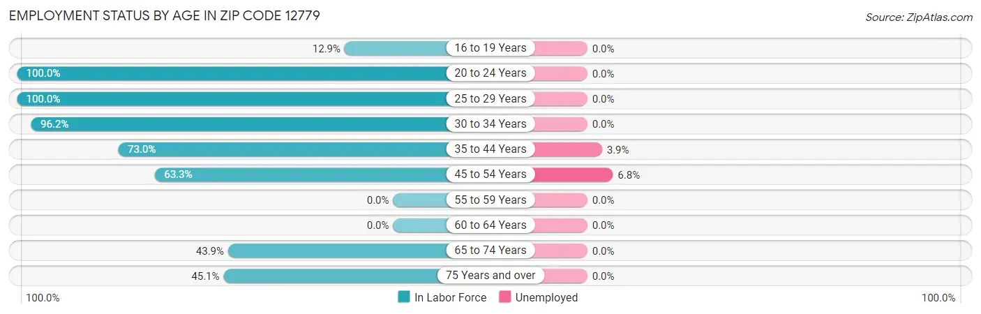 Employment Status by Age in Zip Code 12779