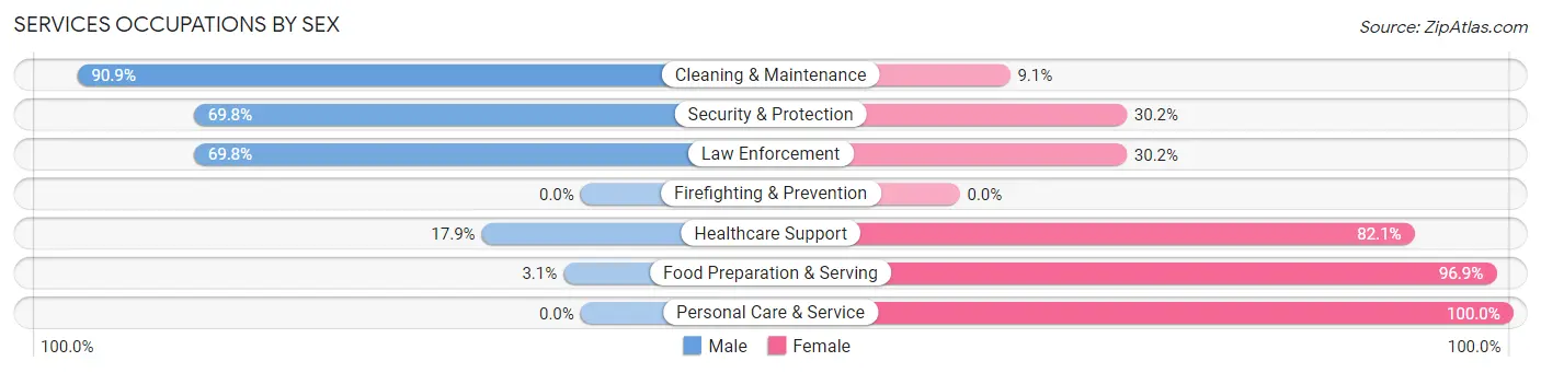 Services Occupations by Sex in Zip Code 12788