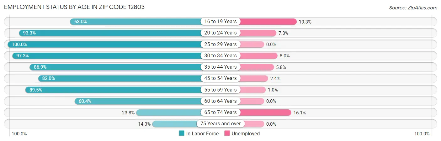 Employment Status by Age in Zip Code 12803