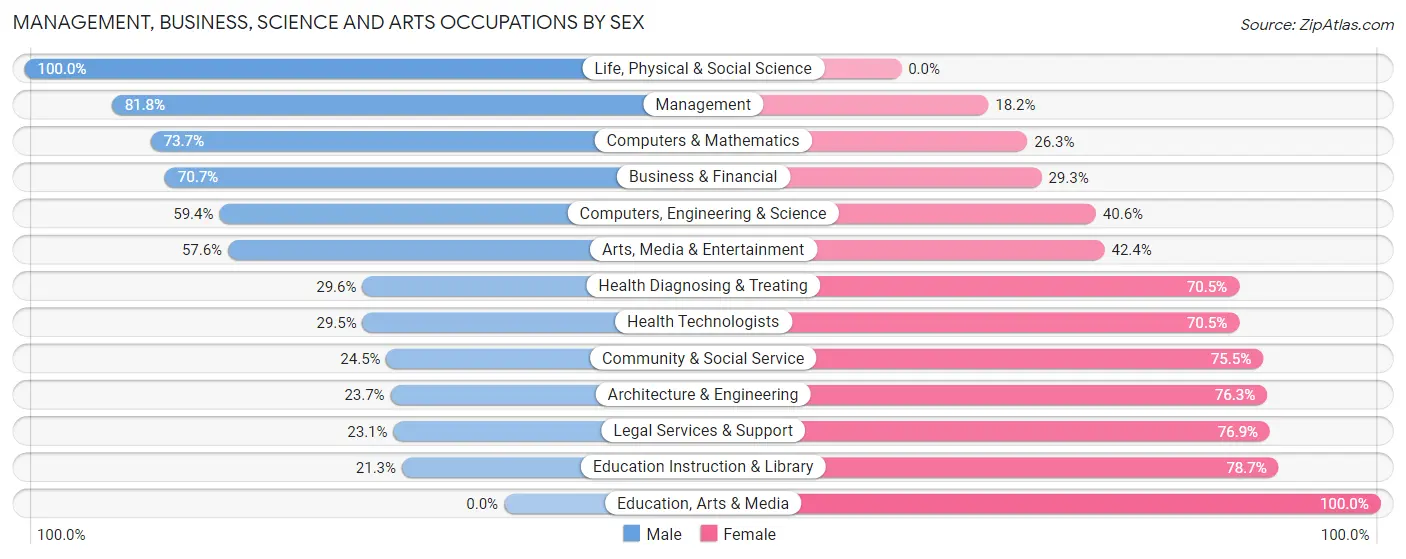 Management, Business, Science and Arts Occupations by Sex in Zip Code 12816