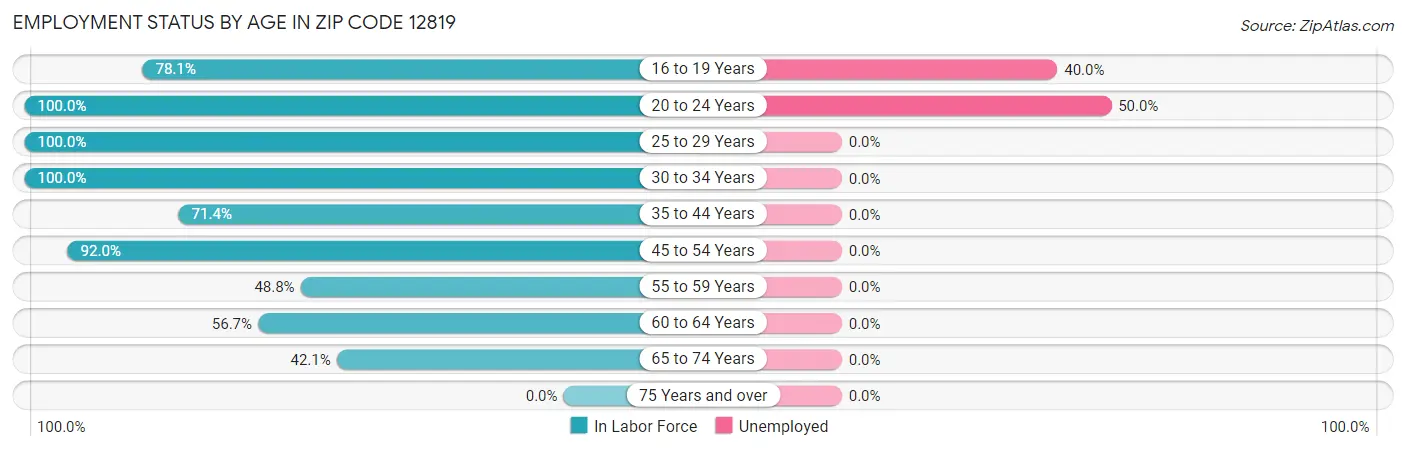Employment Status by Age in Zip Code 12819