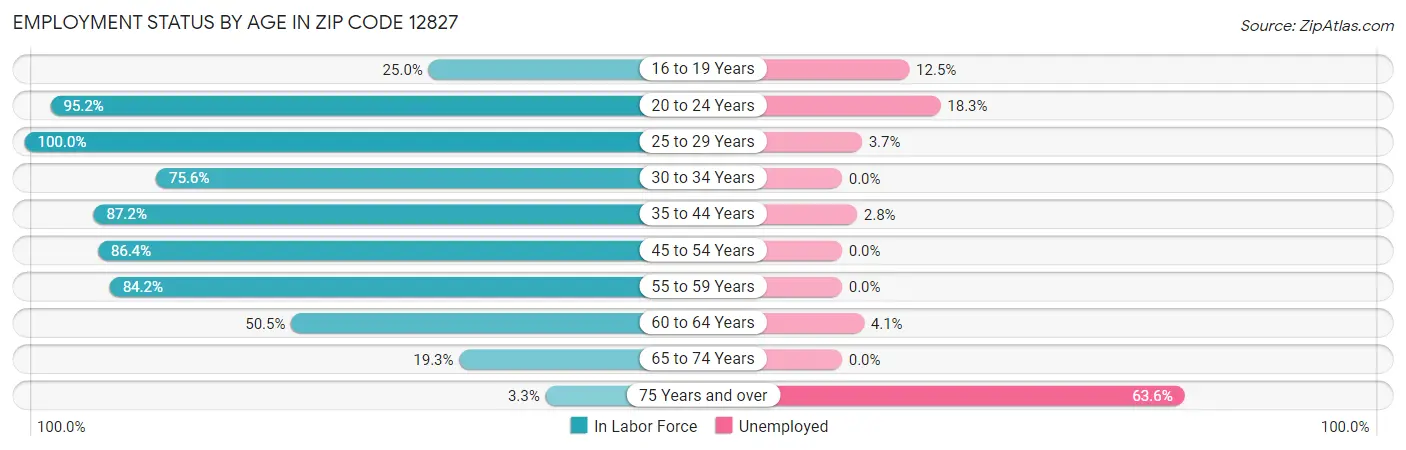 Employment Status by Age in Zip Code 12827