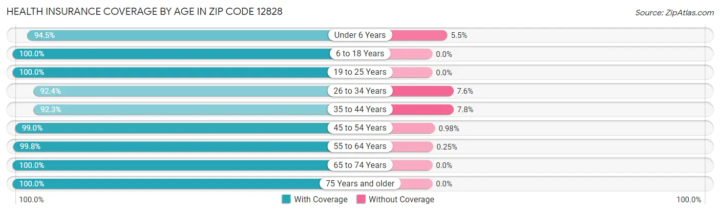 Health Insurance Coverage by Age in Zip Code 12828