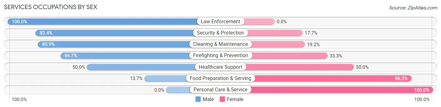Services Occupations by Sex in Zip Code 12835
