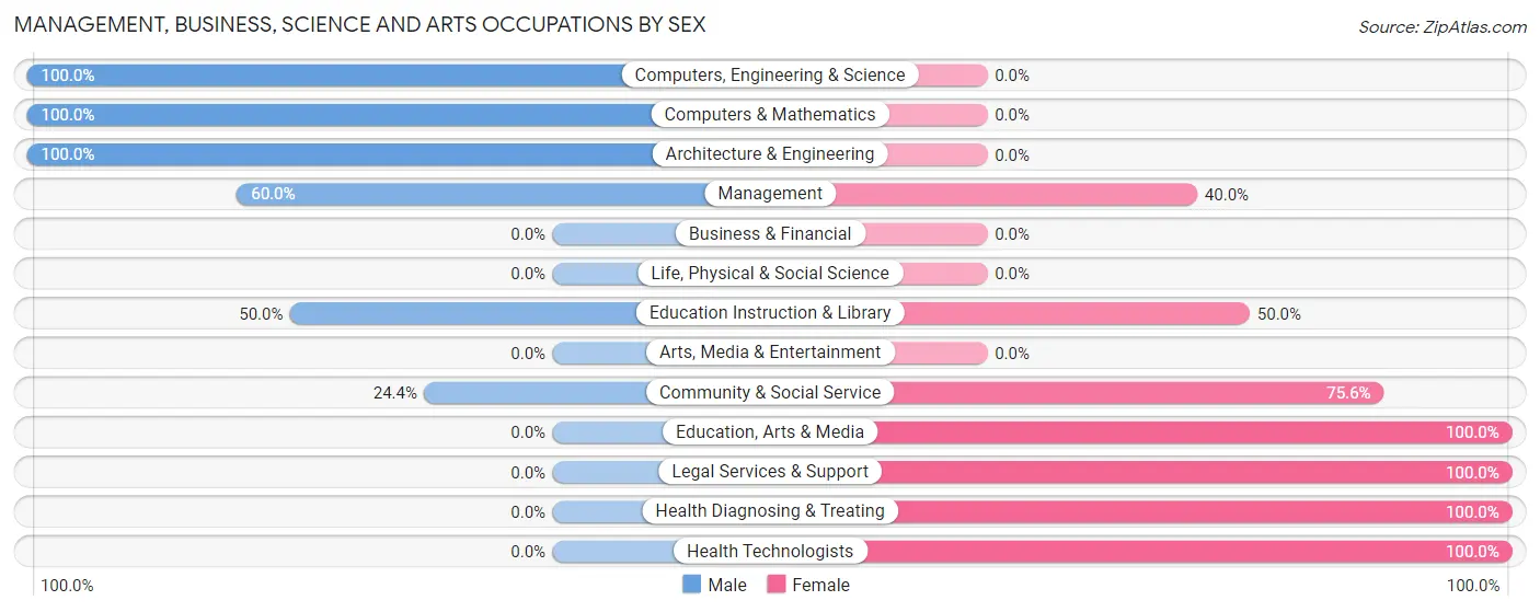 Management, Business, Science and Arts Occupations by Sex in Zip Code 12842