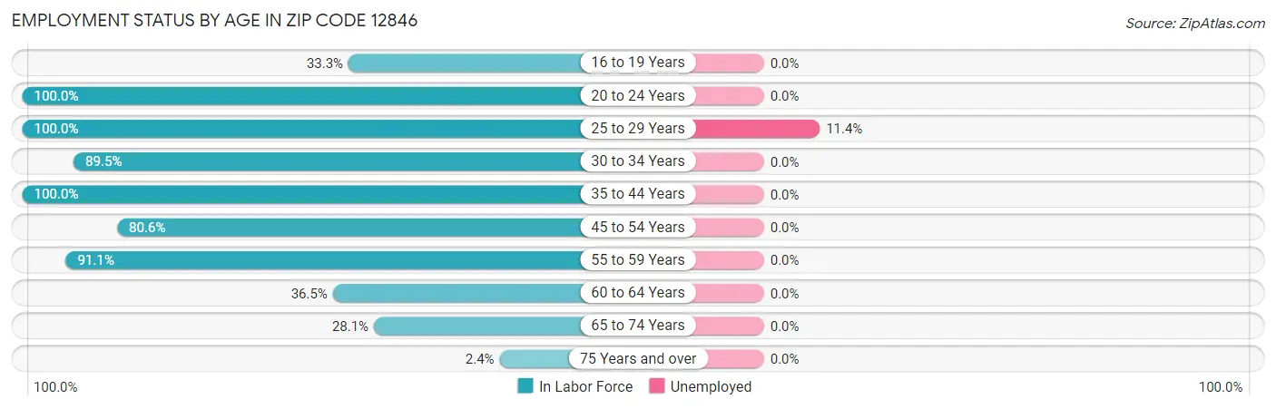 Employment Status by Age in Zip Code 12846