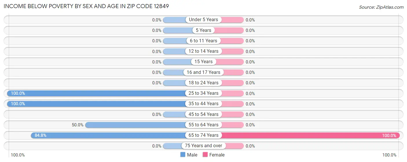 Income Below Poverty by Sex and Age in Zip Code 12849