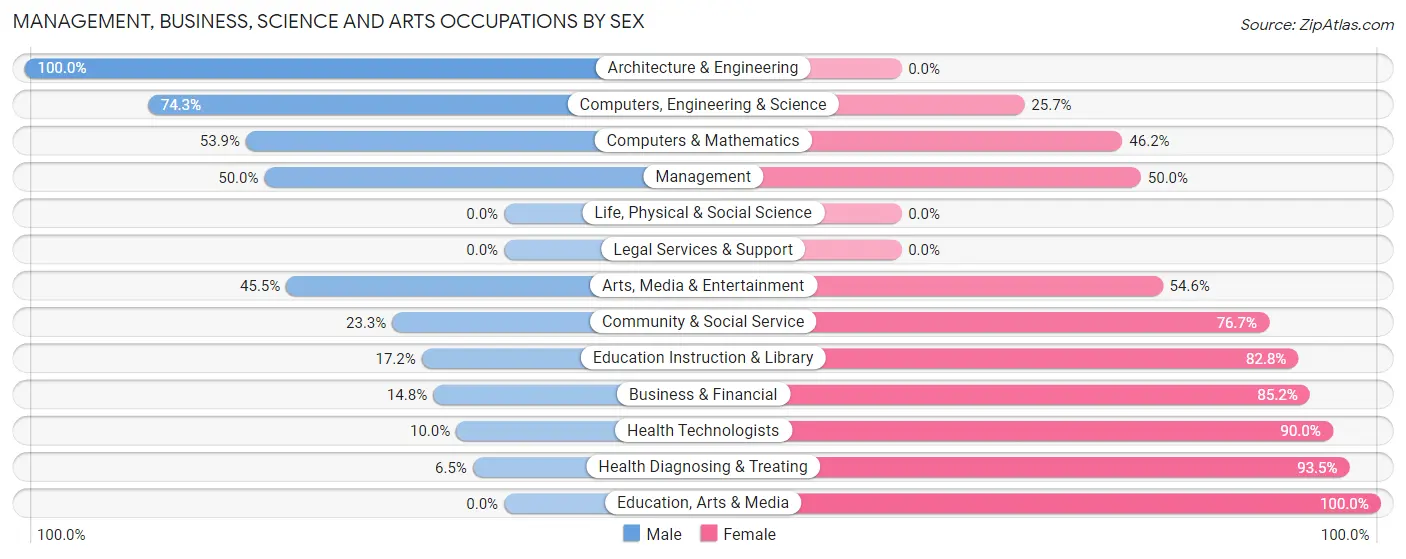 Management, Business, Science and Arts Occupations by Sex in Zip Code 12850