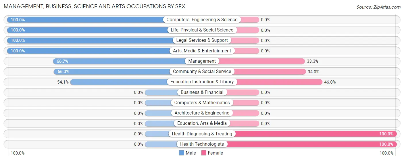 Management, Business, Science and Arts Occupations by Sex in Zip Code 12852