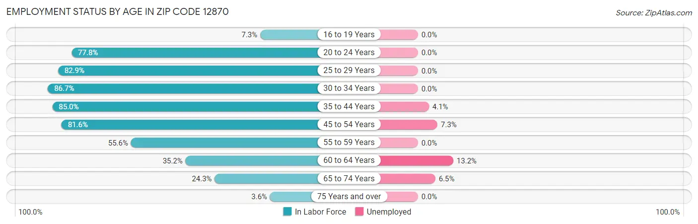 Employment Status by Age in Zip Code 12870