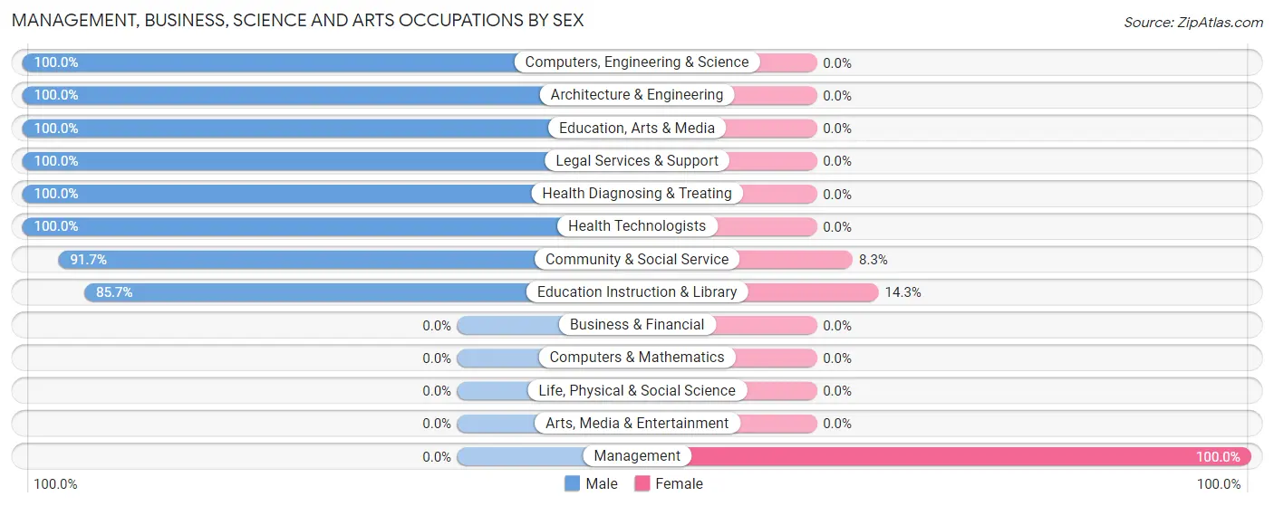 Management, Business, Science and Arts Occupations by Sex in Zip Code 12874
