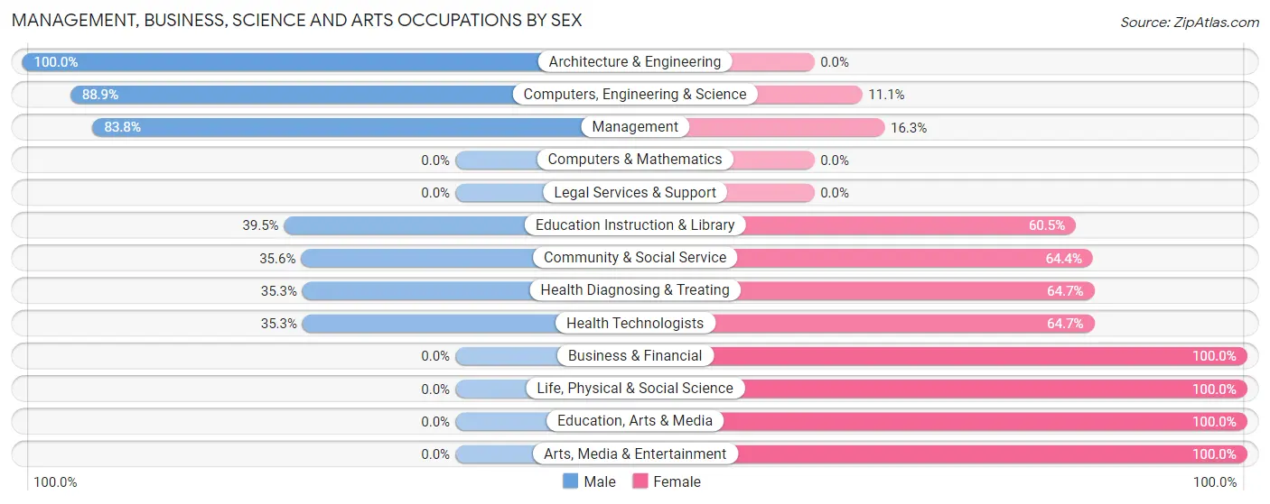 Management, Business, Science and Arts Occupations by Sex in Zip Code 12883