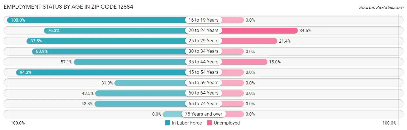 Employment Status by Age in Zip Code 12884