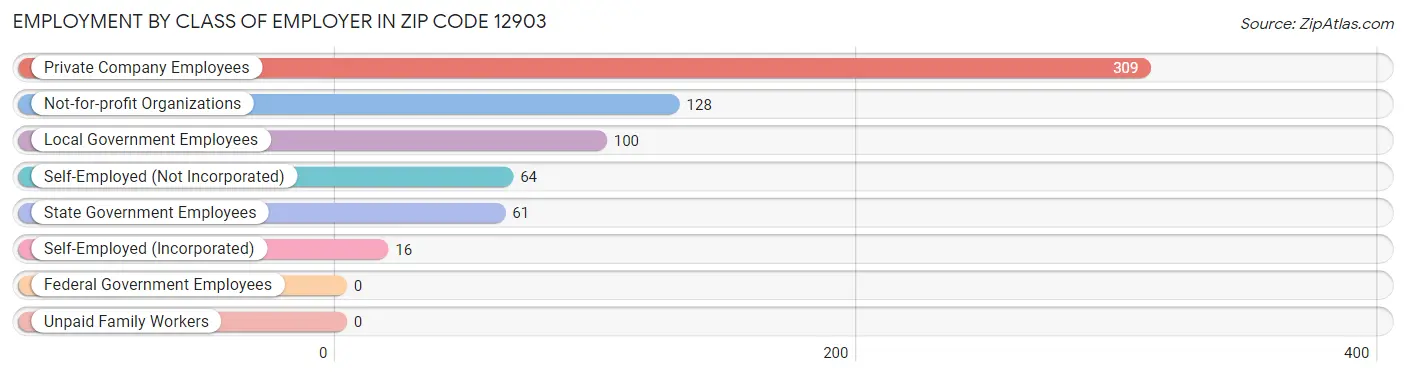 Employment by Class of Employer in Zip Code 12903