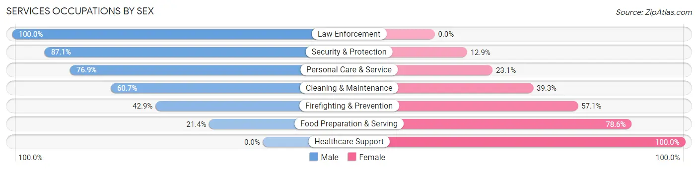 Services Occupations by Sex in Zip Code 12912
