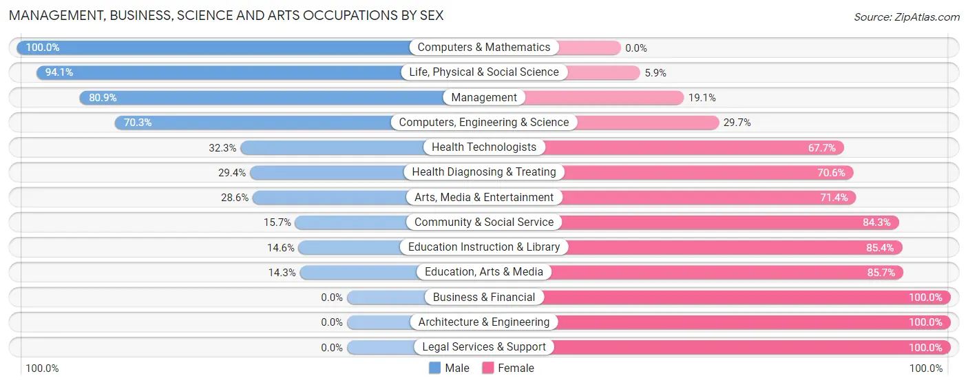 Management, Business, Science and Arts Occupations by Sex in Zip Code 12913