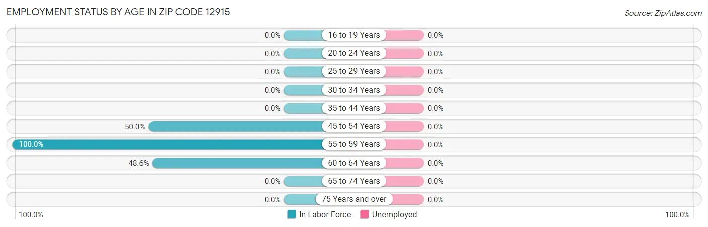 Employment Status by Age in Zip Code 12915