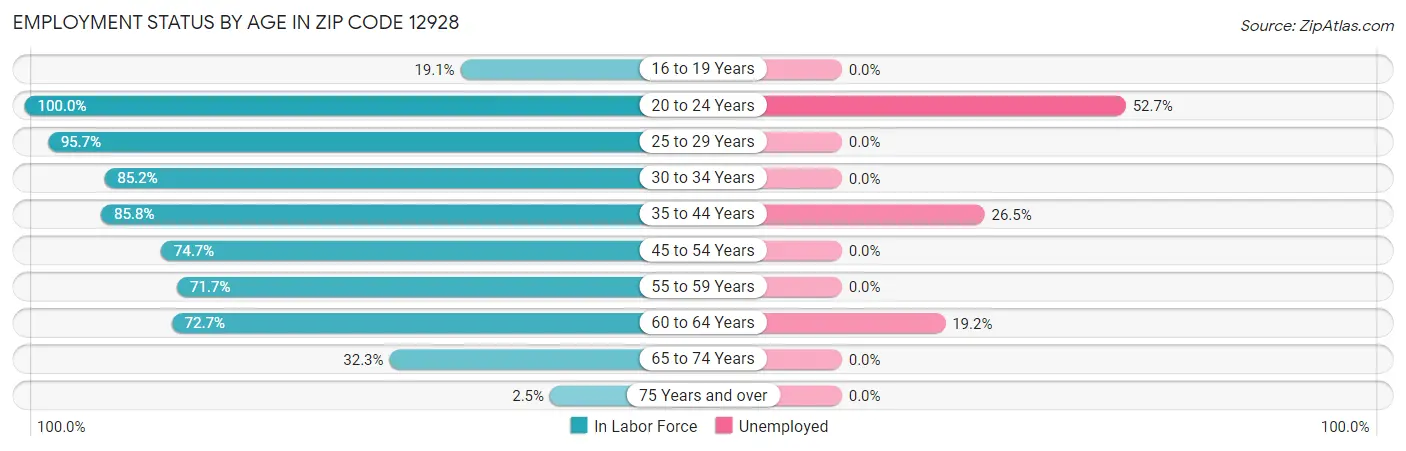 Employment Status by Age in Zip Code 12928