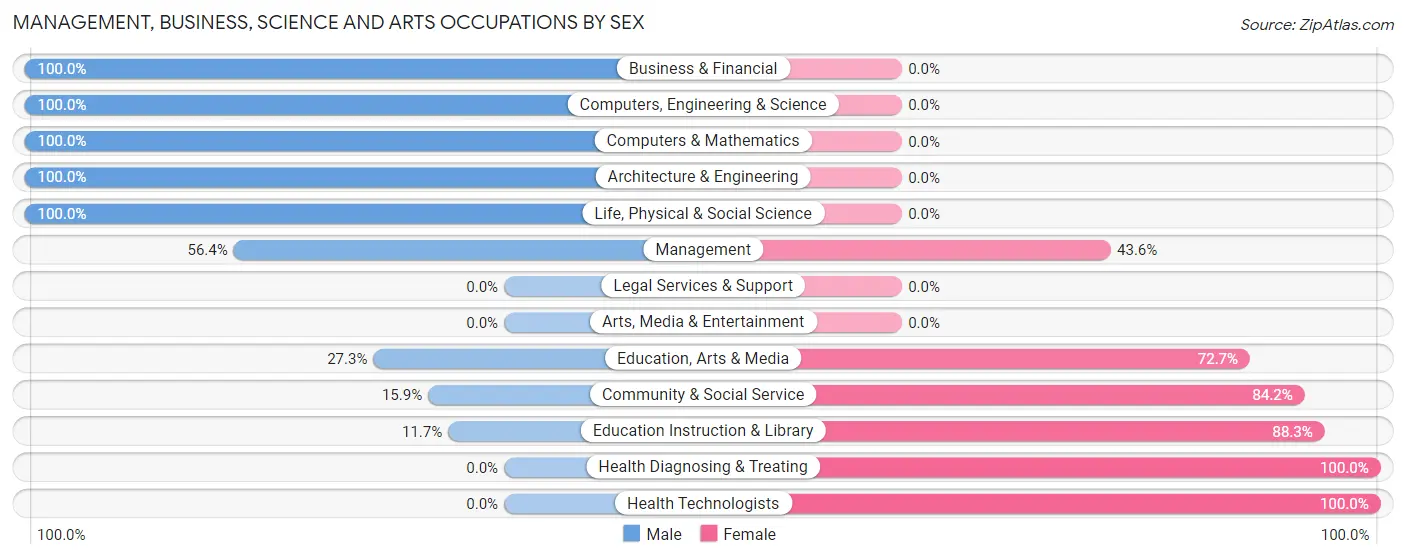 Management, Business, Science and Arts Occupations by Sex in Zip Code 12928