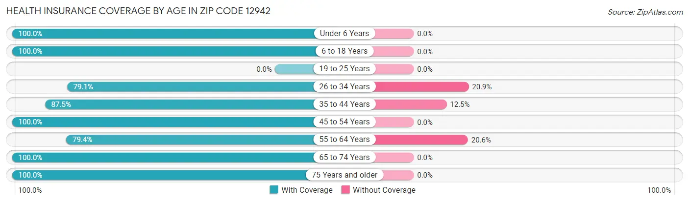 Health Insurance Coverage by Age in Zip Code 12942