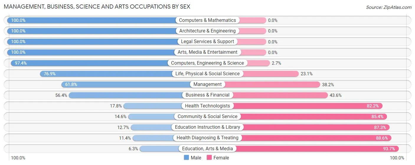 Management, Business, Science and Arts Occupations by Sex in Zip Code 12953