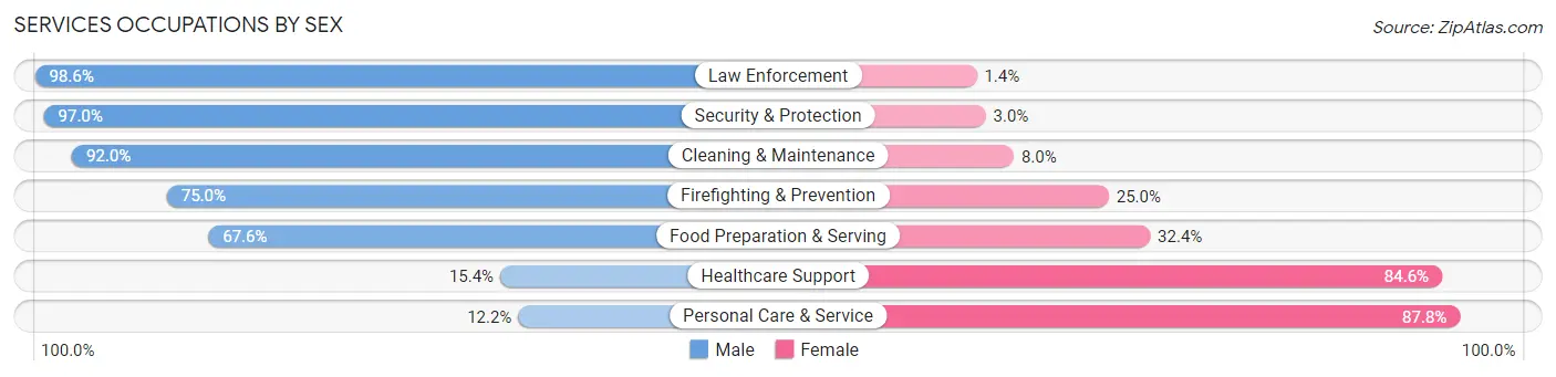 Services Occupations by Sex in Zip Code 12953