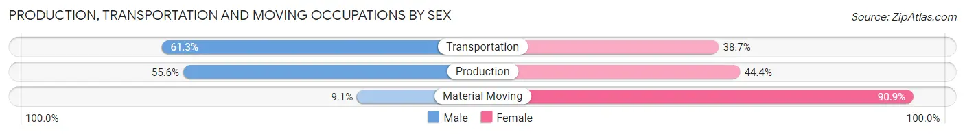 Production, Transportation and Moving Occupations by Sex in Zip Code 12980