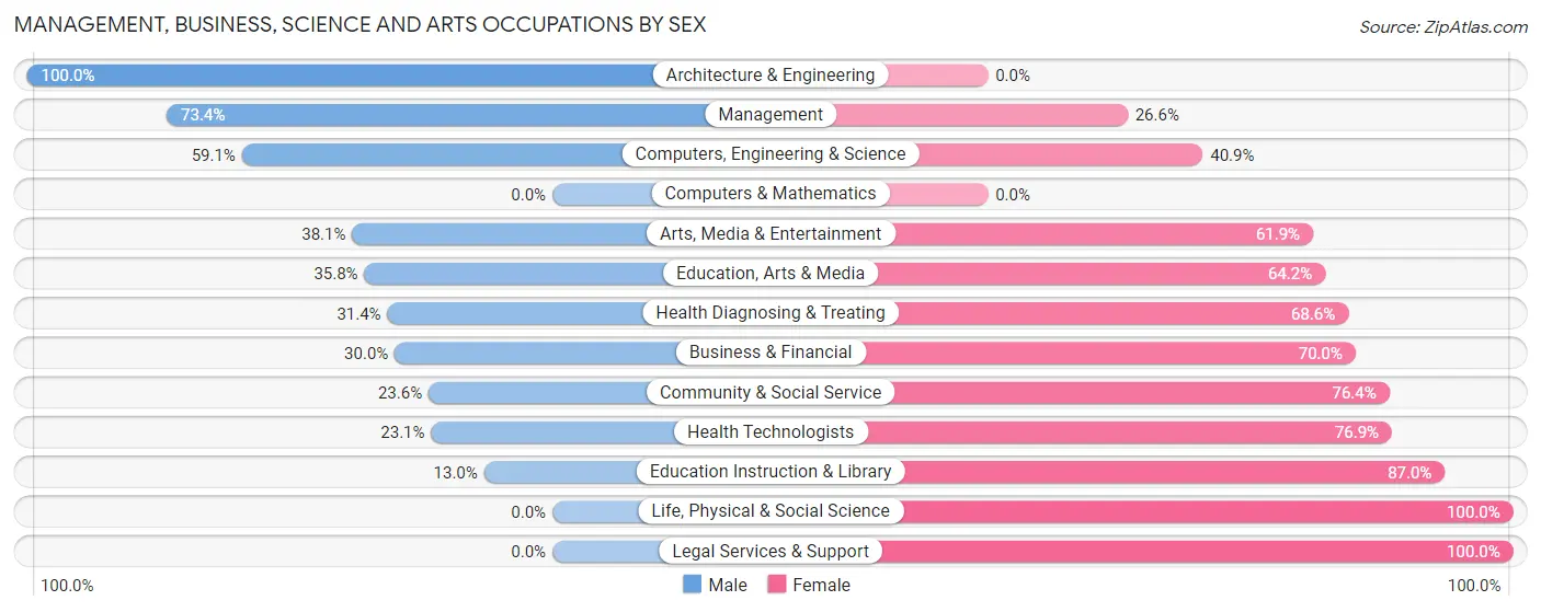 Management, Business, Science and Arts Occupations by Sex in Zip Code 12986