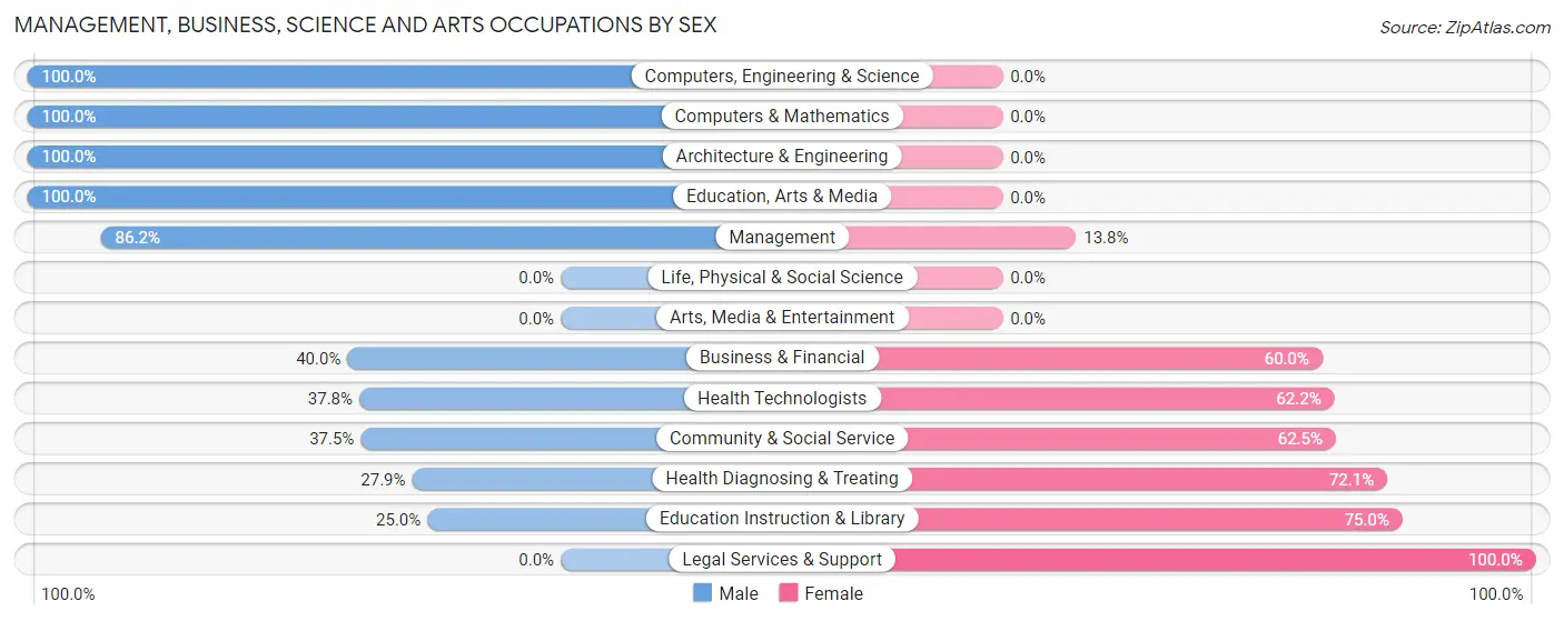 Management, Business, Science and Arts Occupations by Sex in Zip Code 12989