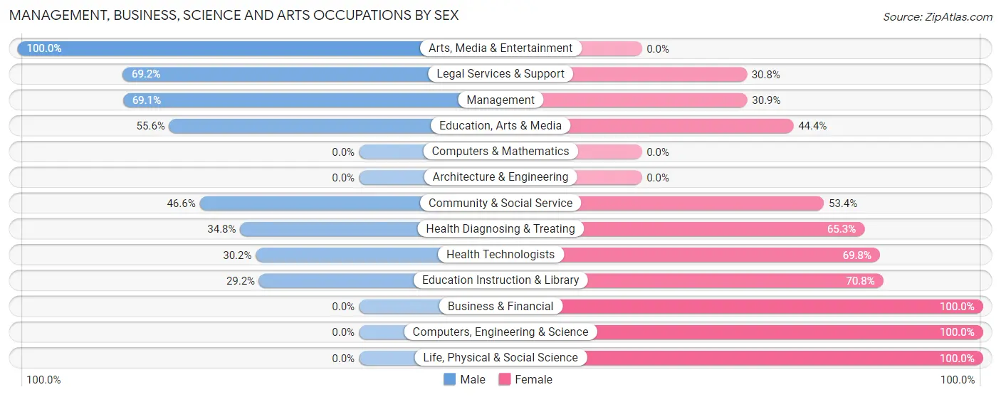 Management, Business, Science and Arts Occupations by Sex in Zip Code 12993