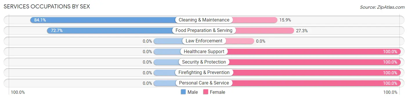 Services Occupations by Sex in Zip Code 12997