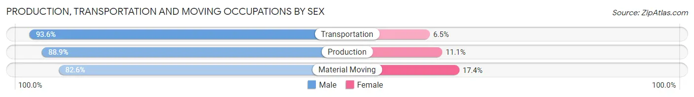 Production, Transportation and Moving Occupations by Sex in Zip Code 13052