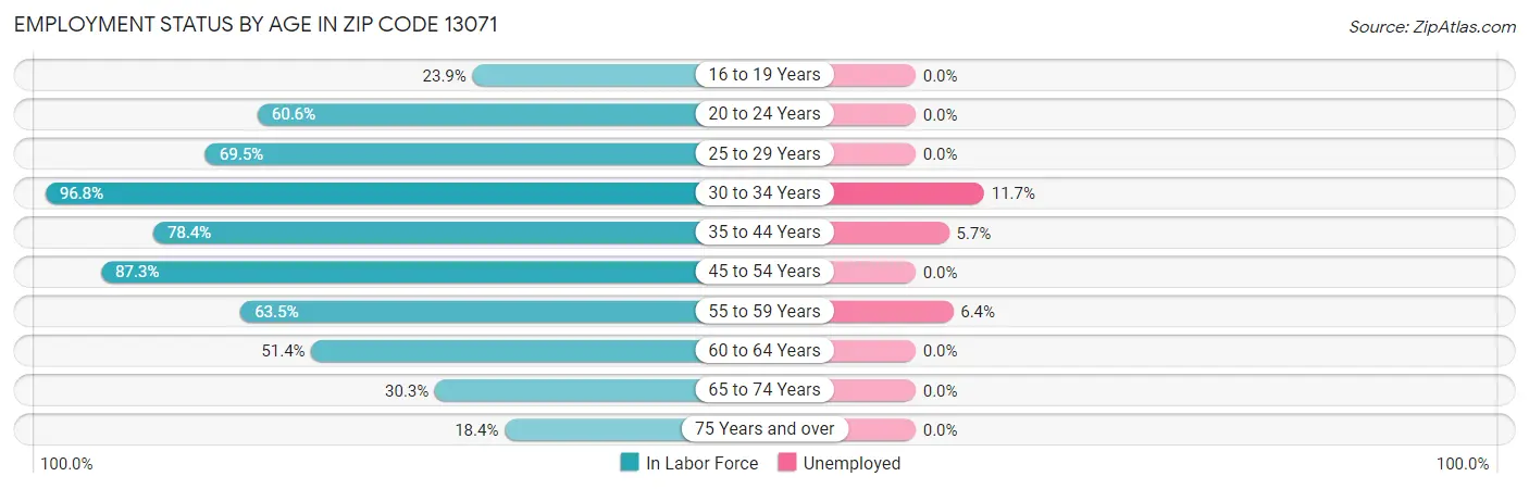 Employment Status by Age in Zip Code 13071