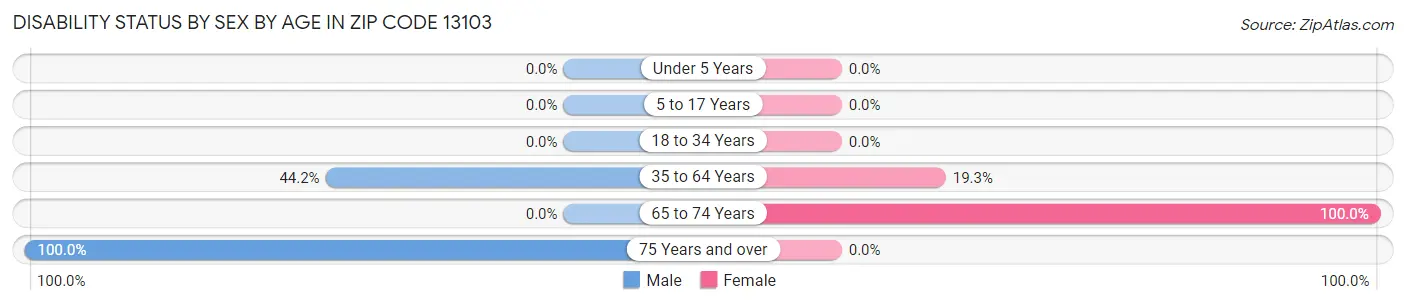 Disability Status by Sex by Age in Zip Code 13103