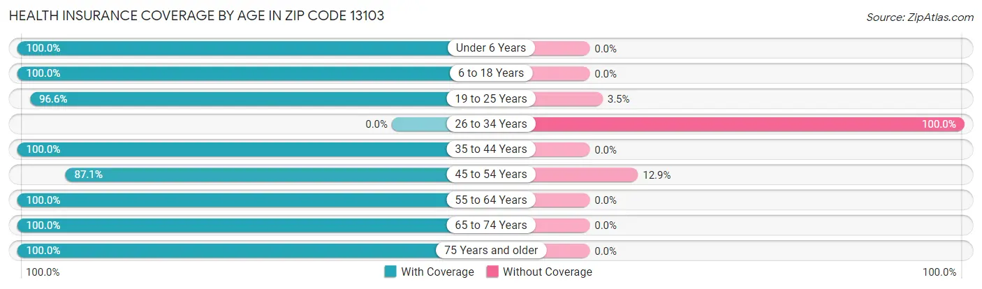 Health Insurance Coverage by Age in Zip Code 13103