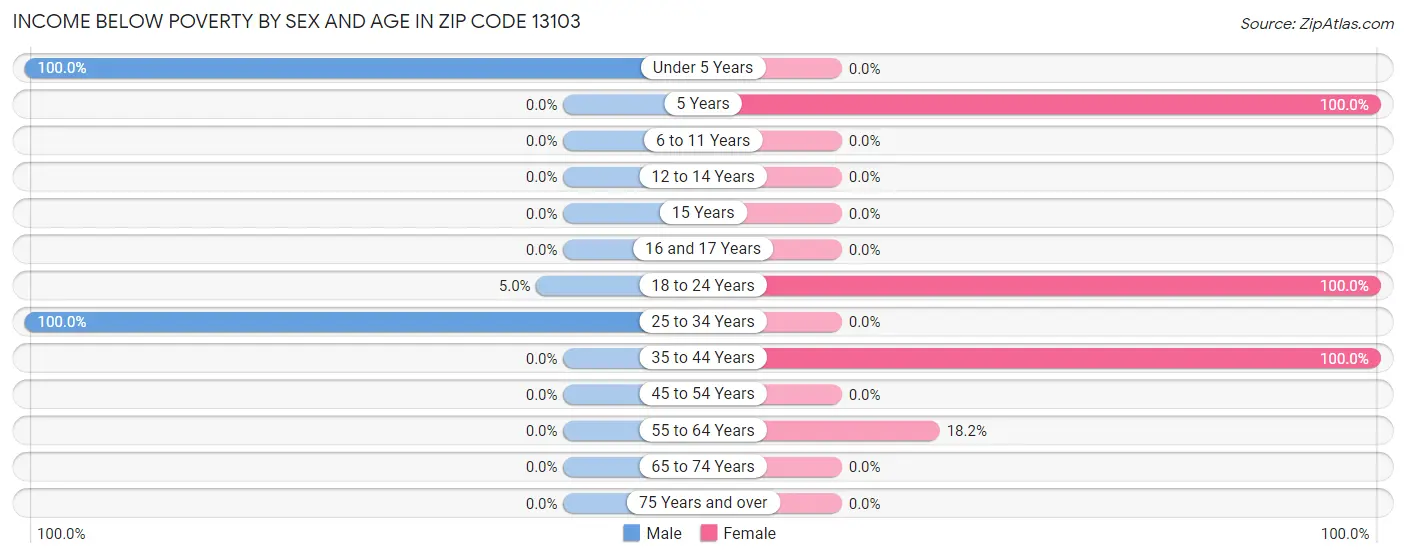 Income Below Poverty by Sex and Age in Zip Code 13103