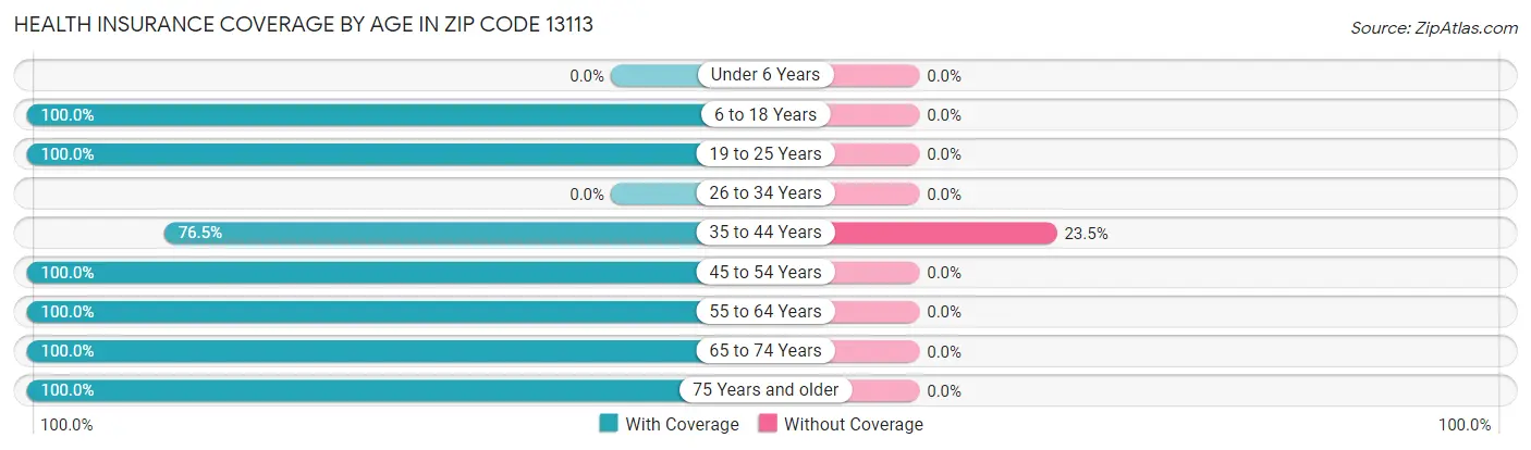 Health Insurance Coverage by Age in Zip Code 13113