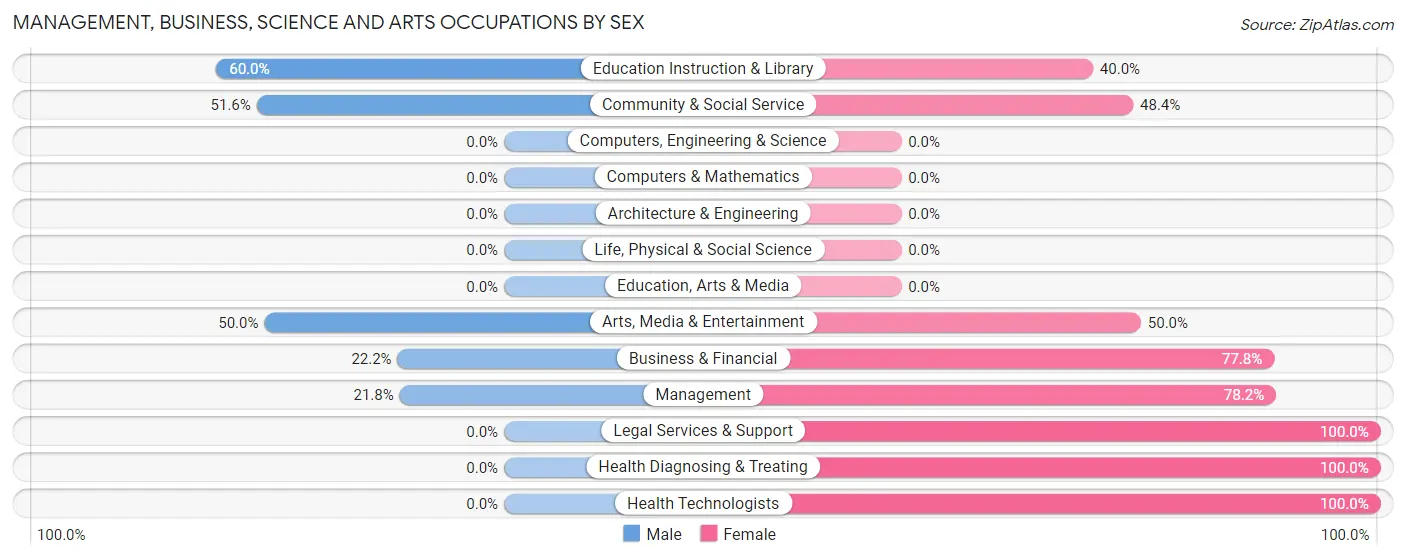 Management, Business, Science and Arts Occupations by Sex in Zip Code 13122