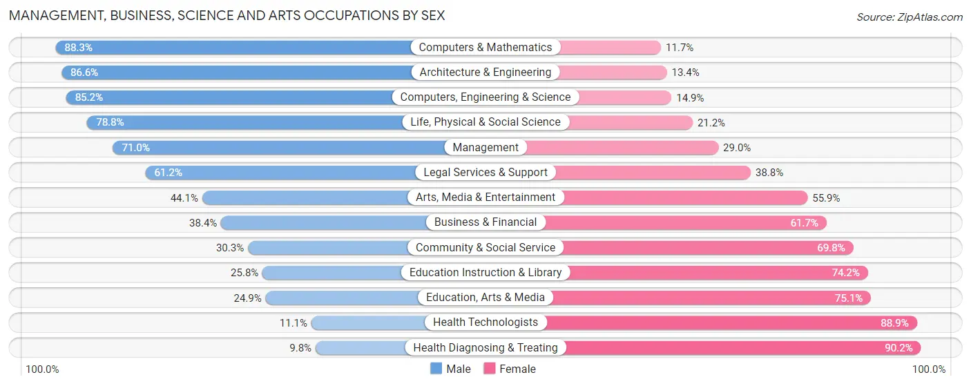 Management, Business, Science and Arts Occupations by Sex in Zip Code 13126