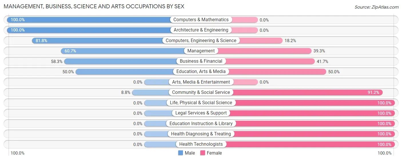 Management, Business, Science and Arts Occupations by Sex in Zip Code 13141