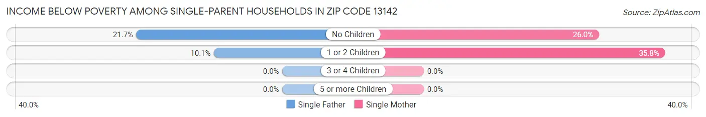 Income Below Poverty Among Single-Parent Households in Zip Code 13142