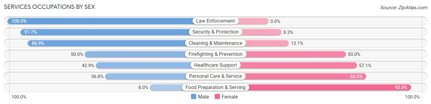 Services Occupations by Sex in Zip Code 13143