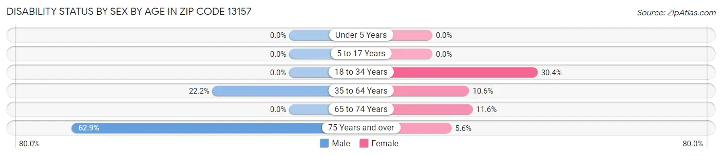 Disability Status by Sex by Age in Zip Code 13157