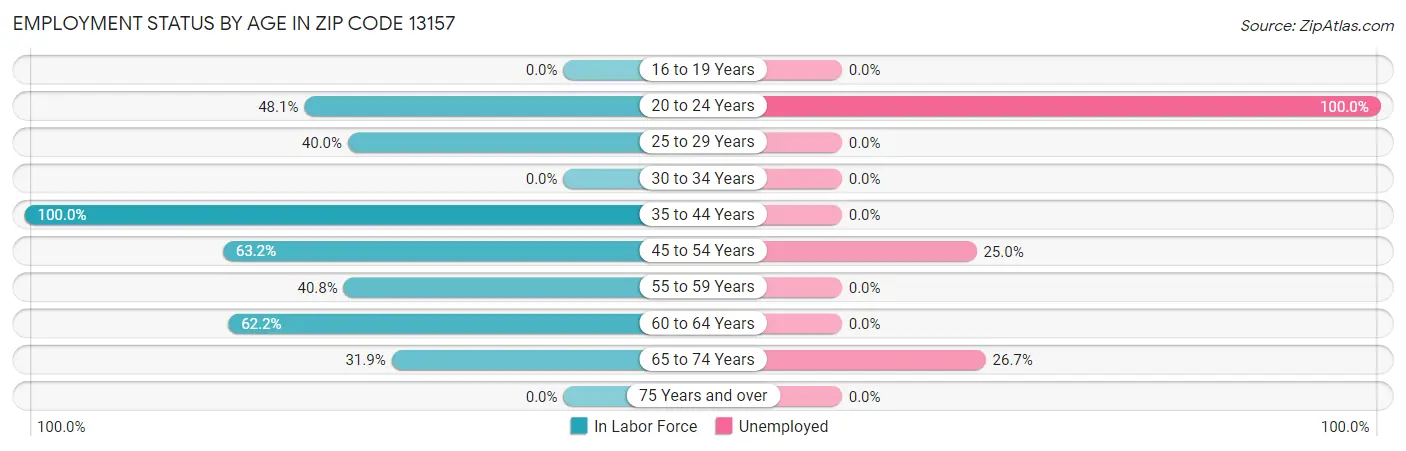 Employment Status by Age in Zip Code 13157