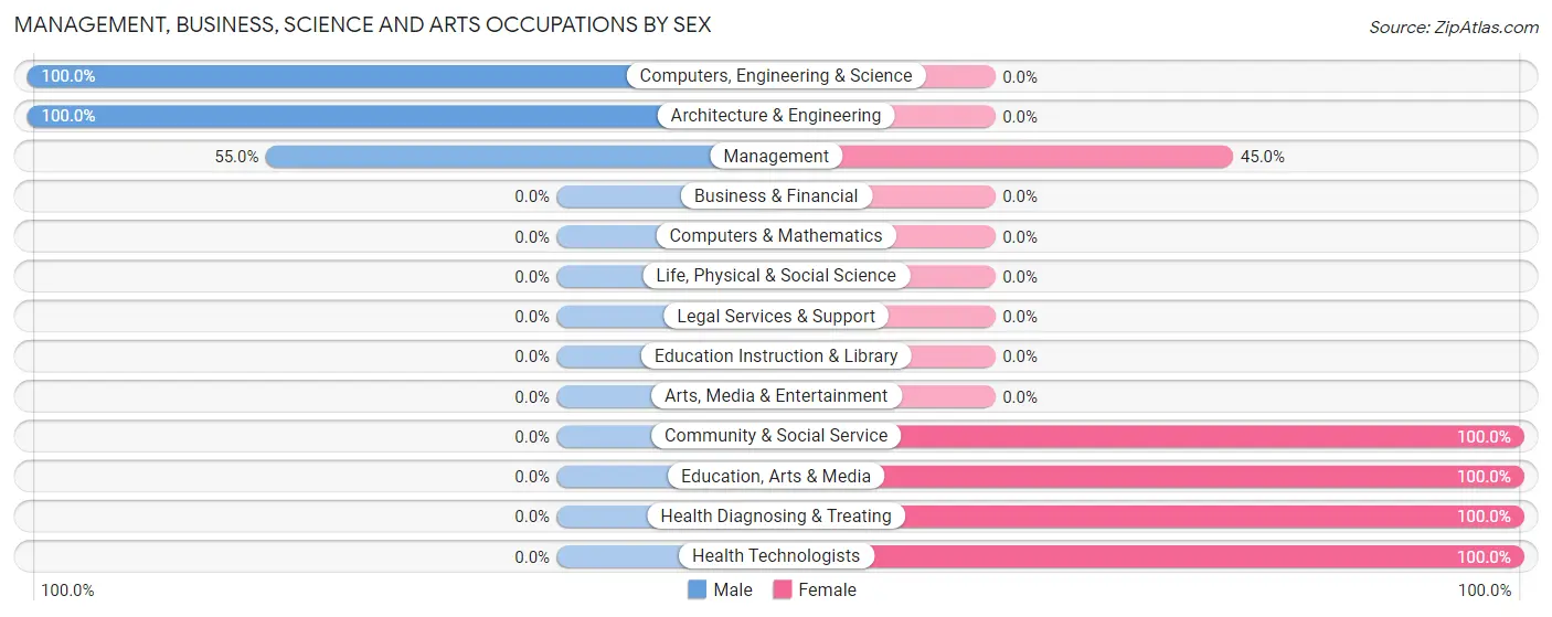 Management, Business, Science and Arts Occupations by Sex in Zip Code 13157
