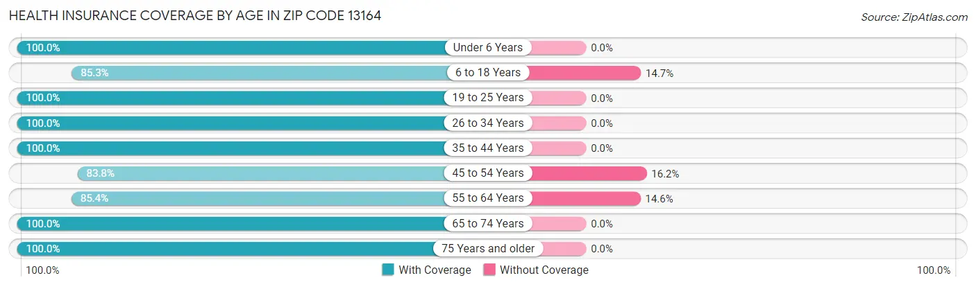 Health Insurance Coverage by Age in Zip Code 13164