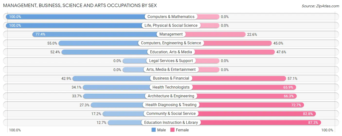 Management, Business, Science and Arts Occupations by Sex in Zip Code 13164