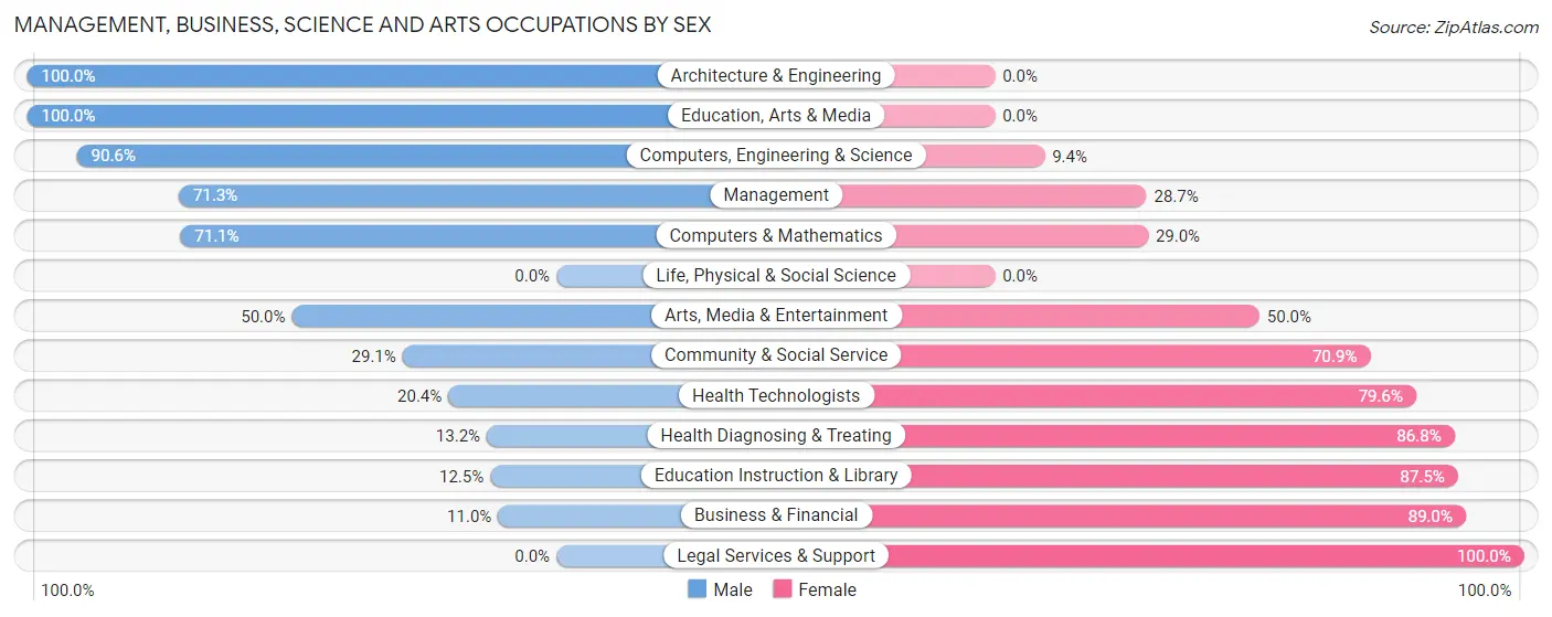 Management, Business, Science and Arts Occupations by Sex in Zip Code 13167