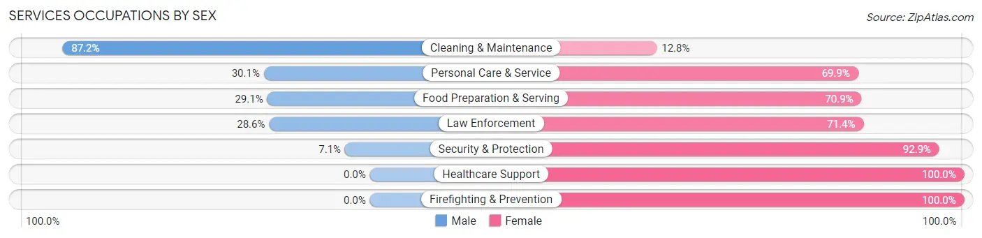 Services Occupations by Sex in Zip Code 13211